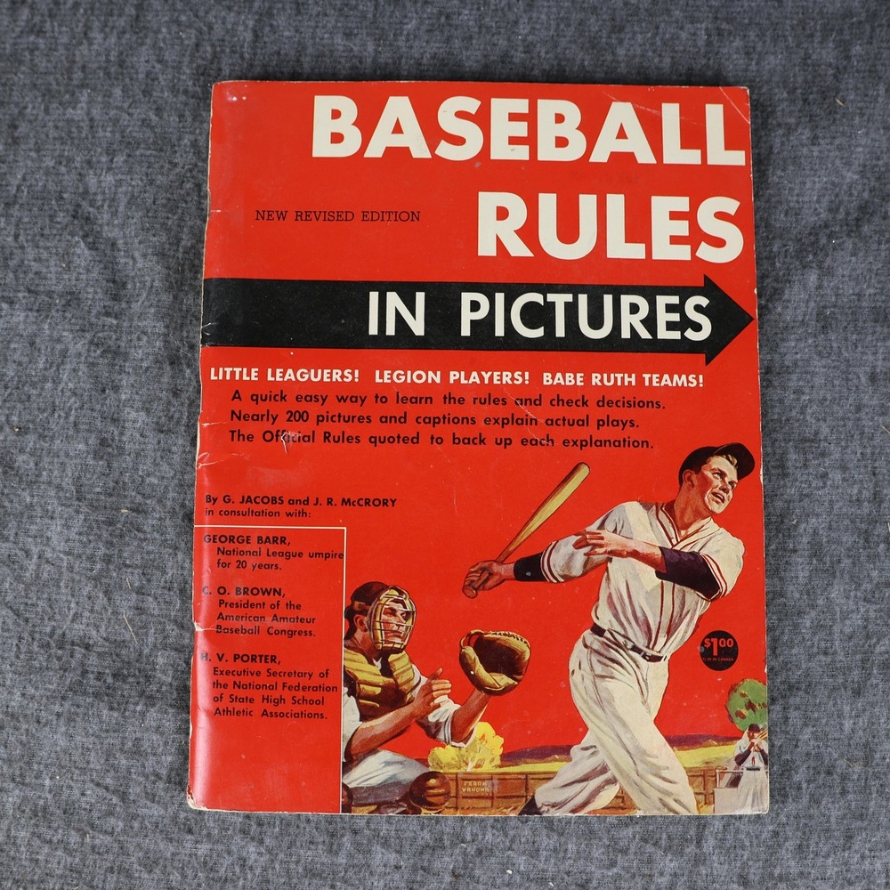 Vintage 1957 Baseball Rules In Pictures Jacobs Grosset & Dunlap Red PB USA
